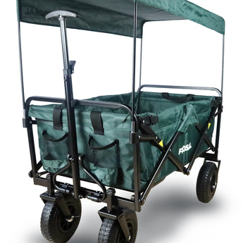 FROSAL Bollerwagen Nick faltbar mit Luftreifen Bremse & Dach grün