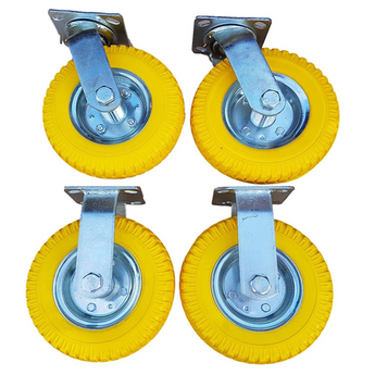 2 x Frosal Bockrolle + 2 x Lenkrolle 8 " 2.50-4 als 4 tlg. Set | PU Rad Ø 210 mm pannensicher auf Stahlfelge