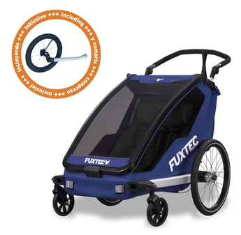 FUXTEC FX-FA1 Fahrradanhänger/Jogger mit Jogger-Rad, blau