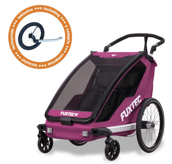FUXTEC FX-FA1 Fahrradanhänger/Jogger mit Jogger-Rad, Purpur