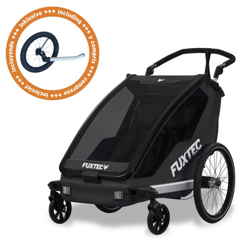 FUXTEC FX-FA1 Fahrradanhänger/Jogger mit Jogger-Rad, schwarz