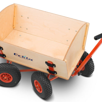 ECKLA Holzbollerwagen Fun Trailer Long Hinterachslenkung mit pannensicherer Bereifung